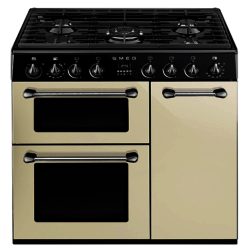 Smeg BU93P 90cm Burghley Duel Fuel 3 Cavity Range Cooker in Cream